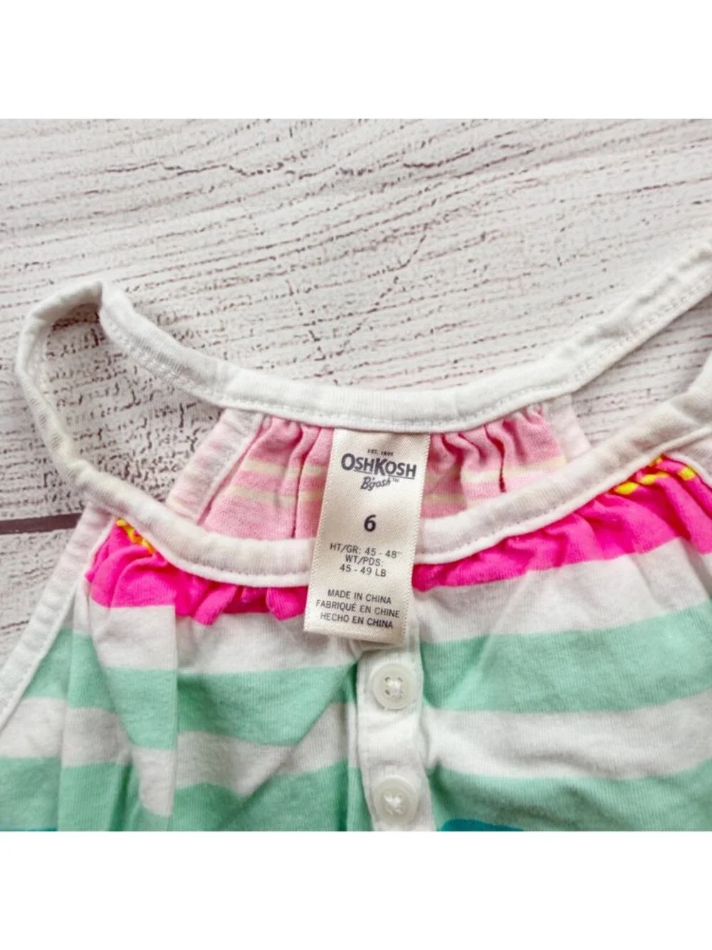 OshKosh Bgosh Girls Halter Sundress Striped Multi Color Summer Tunic 6
